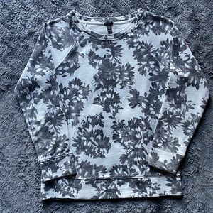 J. Crew floral print black and white sweater